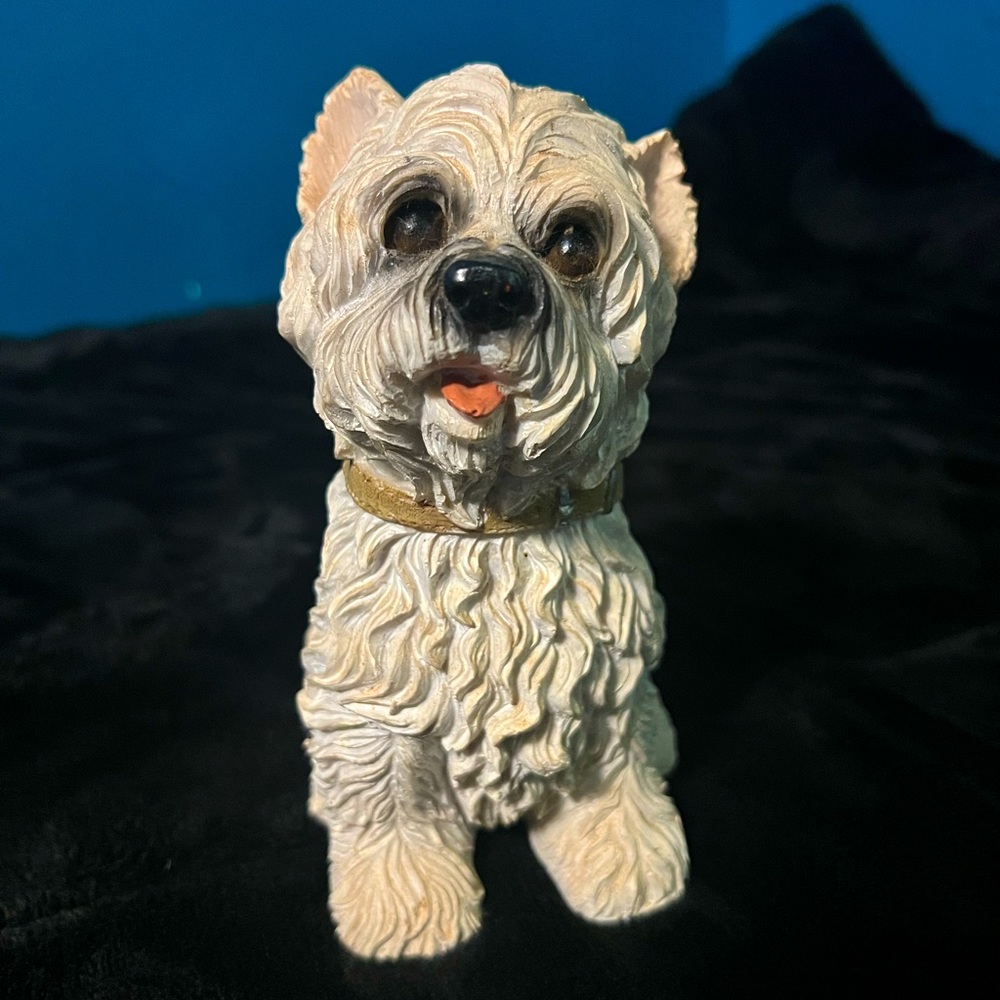 Very cute White dog statue